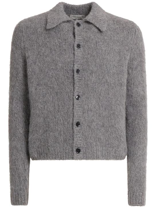Dries Van Noten: Cárdigan de alpaca - Gris Medio - men_0 | Luisa Via Roma