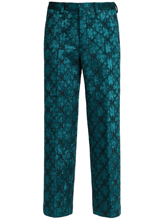Dries Van Noten: Panvel wool blend pants - Petrol - men_0 | Luisa Via Roma