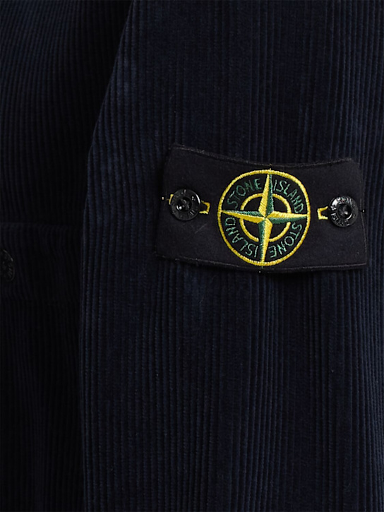 Stone Island: Cotton corduroy shirt - Navy - men_1 | Luisa Via Roma