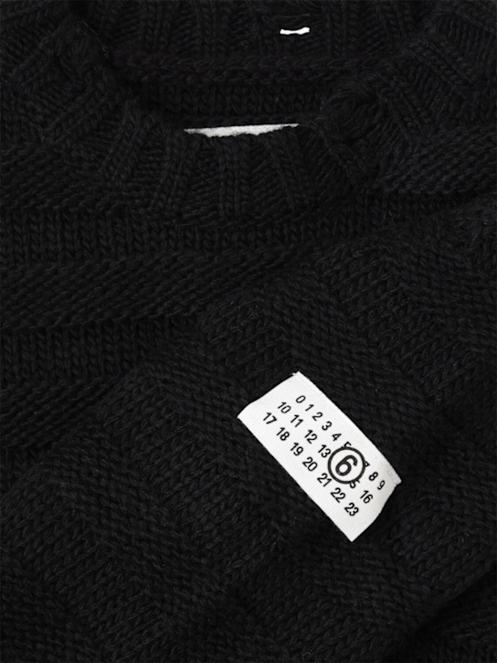 MM6 Maison Margiela: Wool blend knit sweater - Black - kids-girls_1 | Luisa Via Roma