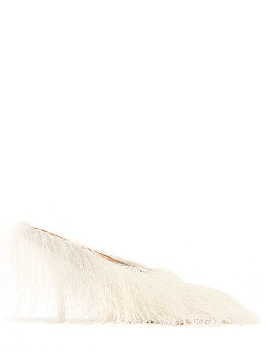 Dries Van Noten: 105mm Fringed mesh mules - ホワイト - women_0 | Luisa Via Roma