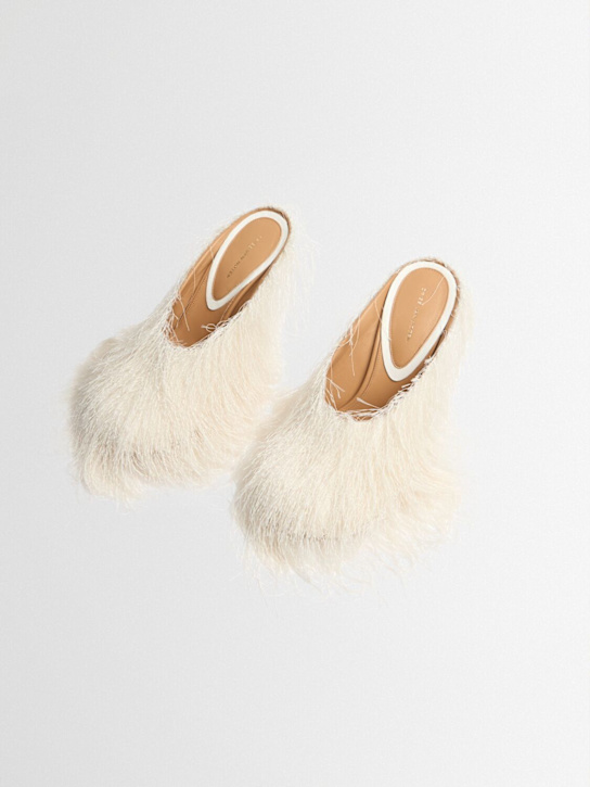 Dries Van Noten: 105mm Fringed mesh mules - ホワイト - women_1 | Luisa Via Roma