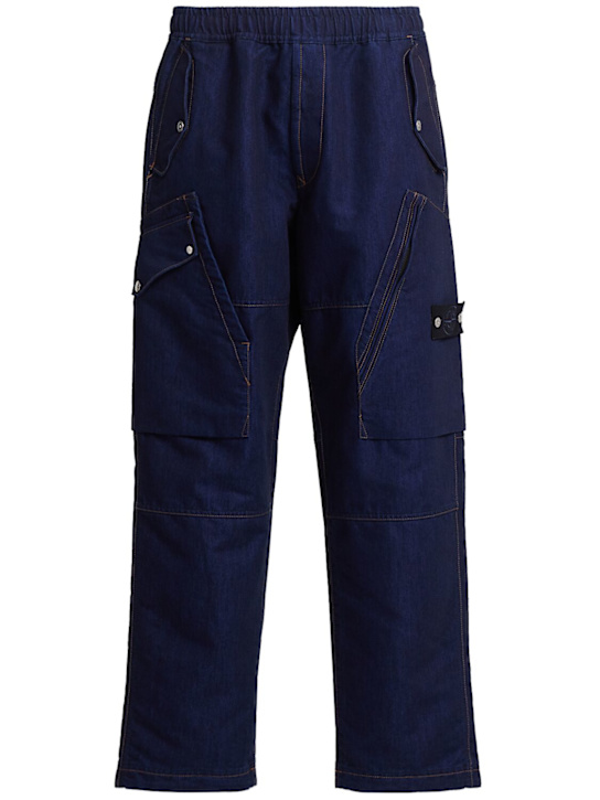 Stone Island: DENIM RESEARCH Cotton blend pants - Indigo - men_0 | Luisa Via Roma