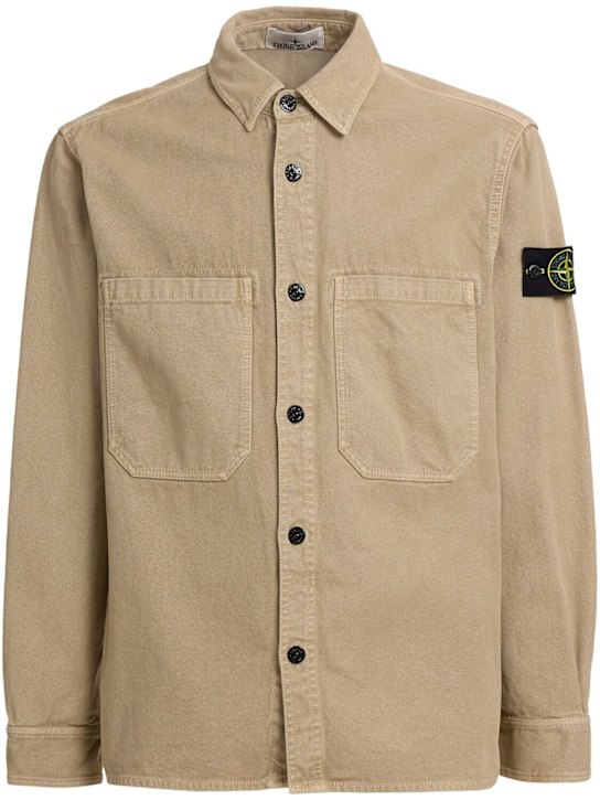 Stone Island: Vintage effect cotton shirt - Desert - men_0 | Luisa Via Roma
