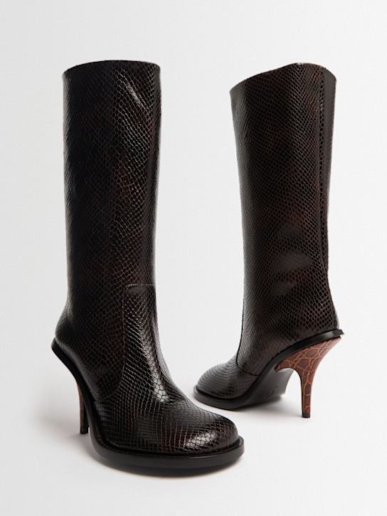 Dries Van Noten: 105mm Python embellished high boots - Dark Brown - women_1 | Luisa Via Roma
