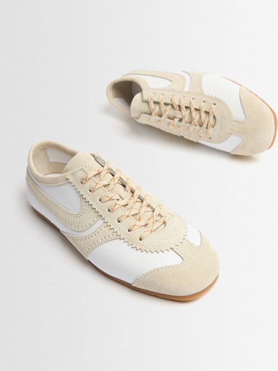 Dries Van Noten: レザースニーカー - ホワイト/ベージュ - women_1 | Luisa Via Roma