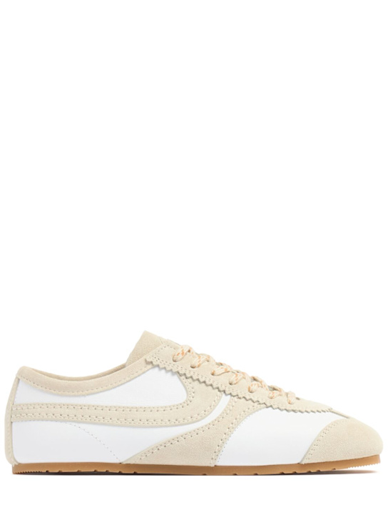 Dries Van Noten: Leather low top sneakers - White/Beige - women_0 | Luisa Via Roma