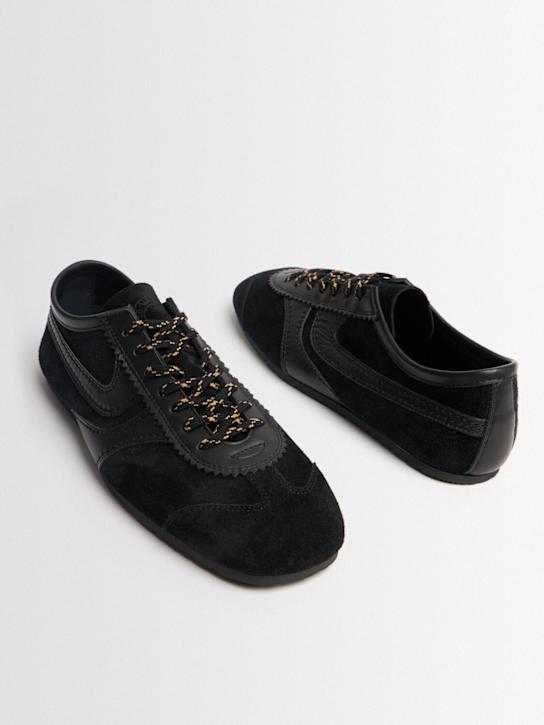 Dries Van Noten: Suede & leather sneakers - Black - men_1 | Luisa Via Roma