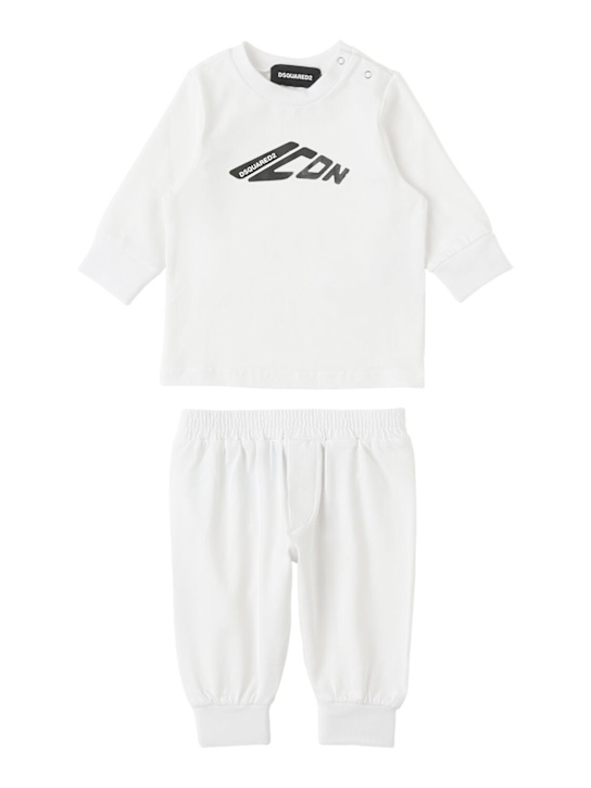 Dsquared2: 混棉卫衣&运动裤 - 白色 - kids-boys_0 | Luisa Via Roma