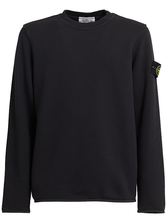 Stone Island: Sweat-shirt en coton - Noir - men_0 | Luisa Via Roma