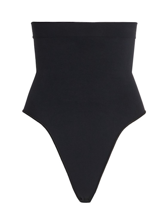 Skims: Seamless Sculpt high-waist thong - Onyx - women_0 | Luisa Via Roma