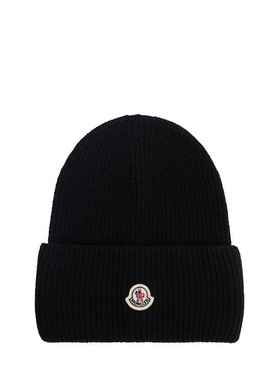 Moncler: Logo wool beanie - women_0 | Luisa Via Roma