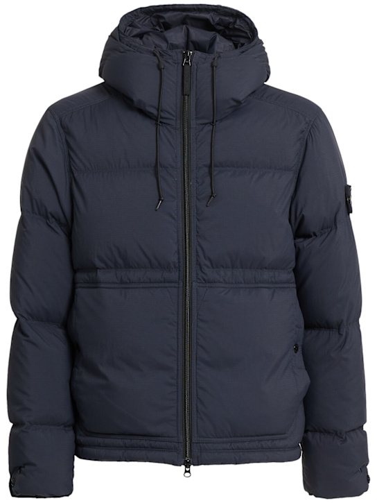 Stone Island: Short ripstop down parka - Navy - men_0 | Luisa Via Roma