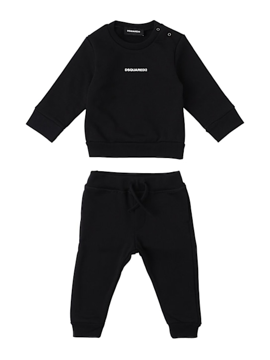 Dsquared2: Cotton sweatshirt & sweatpants - Black - kids-boys_0 | Luisa Via Roma