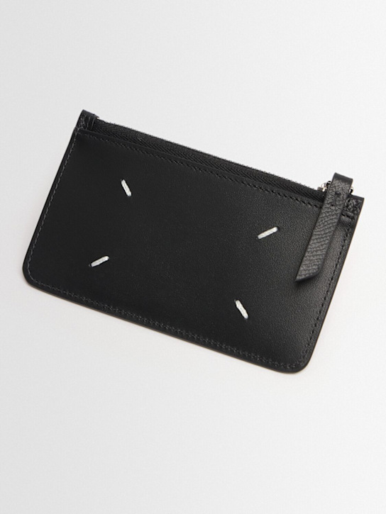 Maison Margiela: Leather card holder - Black - men_1 | Luisa Via Roma