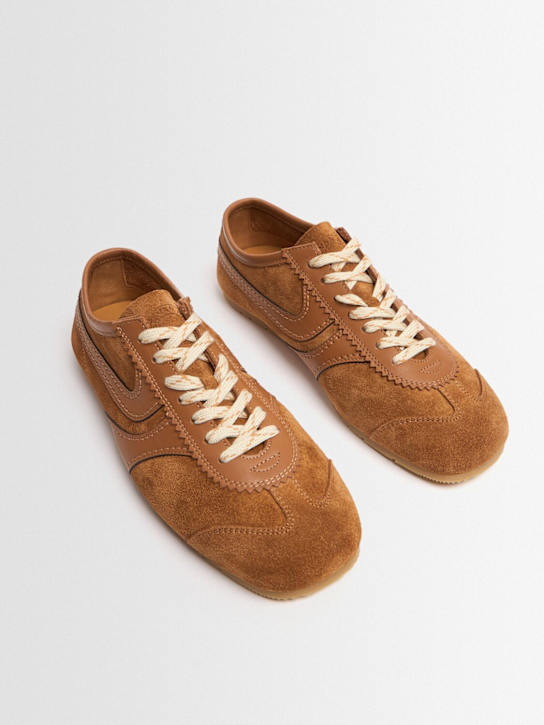 Dries Van Noten: 麂皮&皮革运动鞋 - 棕黄色 - men_1 | Luisa Via Roma