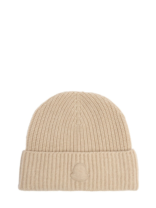 Moncler: Logo pure cashmere beanie - women_0 | Luisa Via Roma