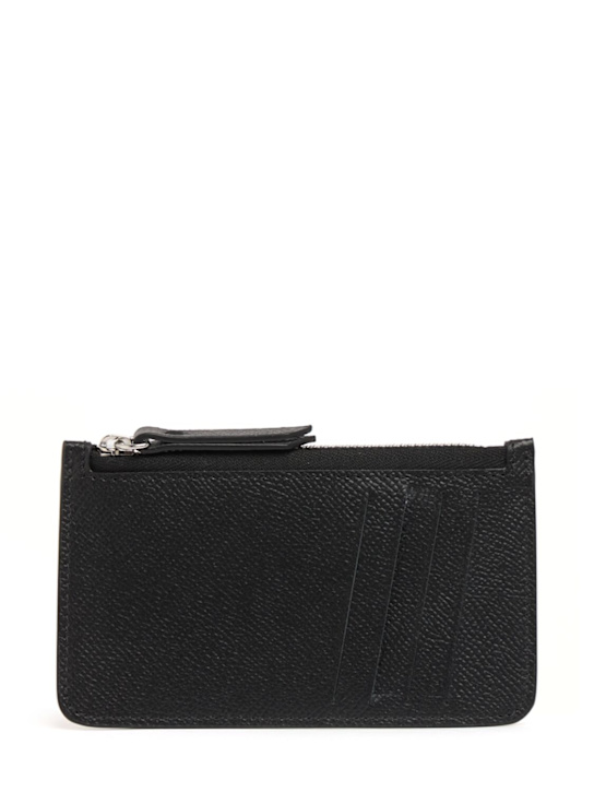 Maison Margiela: Leather card holder - Black - men_0 | Luisa Via Roma