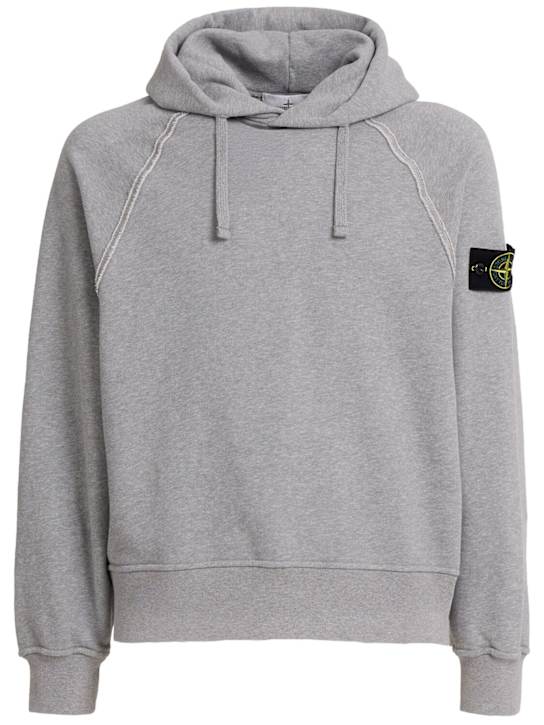 Stone Island: Sudadera de algodón cepillado - Gris Mezclado - men_0 | Luisa Via Roma