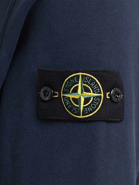 Stone Island: Hoodie aus Baumwollfleece - Dunkelblau - men_1 | Luisa Via Roma