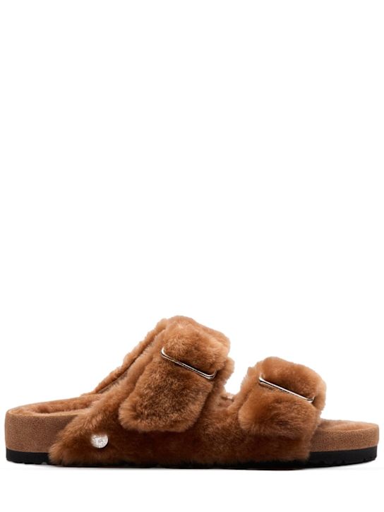 BIRKENSTOCK 1774: Arizona 1774 shearling sandals - Caramel - men_0 | Luisa Via Roma
