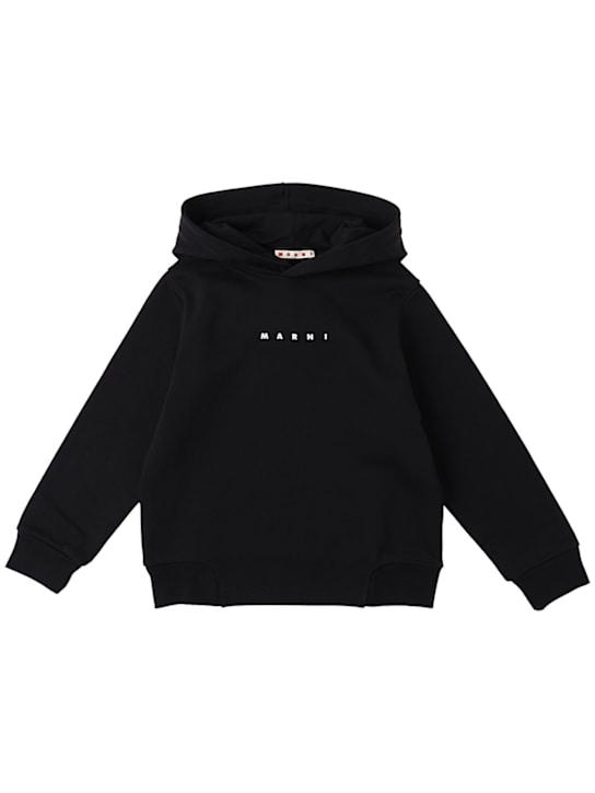 Marni Junior: Printed cotton hooded sweatshirt - Black - kids-boys_0 | Luisa Via Roma