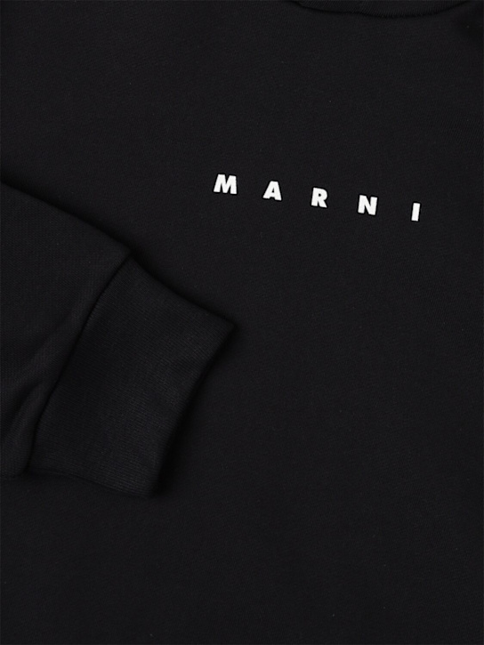 Marni Junior: Printed cotton hooded sweatshirt - Black - kids-boys_1 | Luisa Via Roma