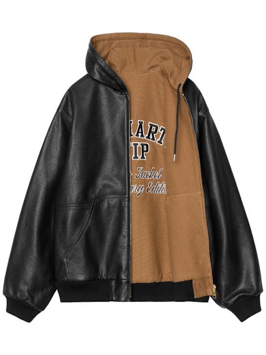 Carhartt WIP: 50 Year OG Active leather jacket - Black/Hamiltonb - men_1 | Luisa Via Roma
