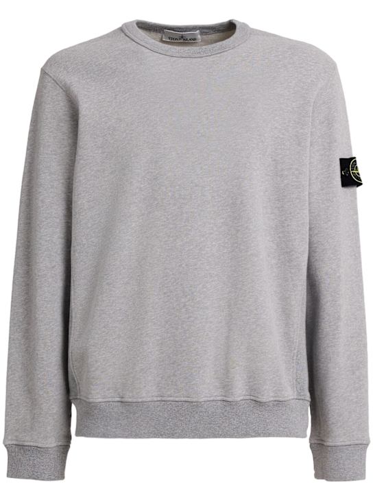 Stone Island: 브러시드 코튼 스웨트셔츠 - Heather Grey - men_0 | Luisa Via Roma