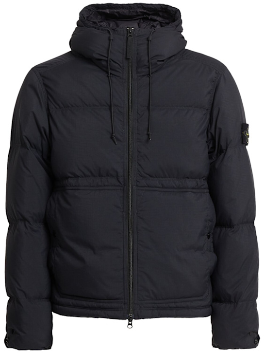 Stone Island: Short ripstop down parka - ブラック - men_0 | Luisa Via Roma