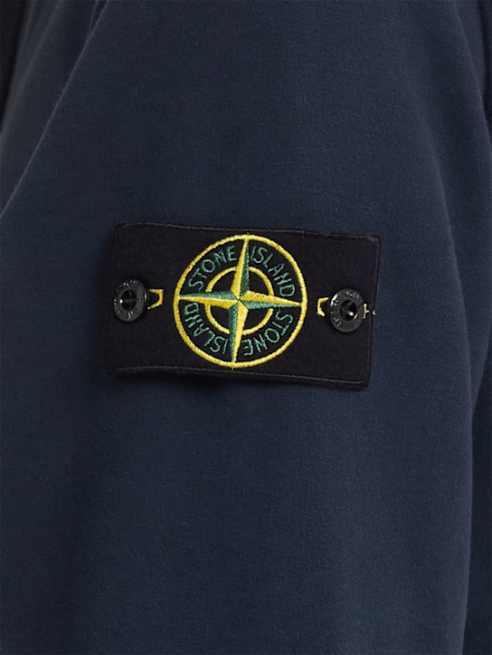 Stone Island: Hoodie aus Baumwollfleece - Dunkelblau - men_1 | Luisa Via Roma