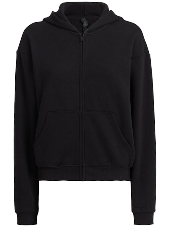 Skims: Cotton blend classic zip-up hoodie - オニキス - women_0 | Luisa Via Roma