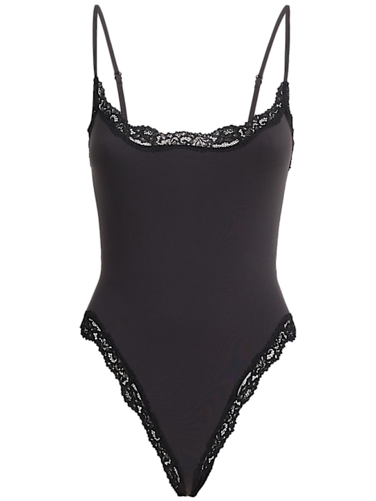 Skims: Fits everybody nylon bodysuit w/ lace - Onyx - women_0 | Luisa Via Roma