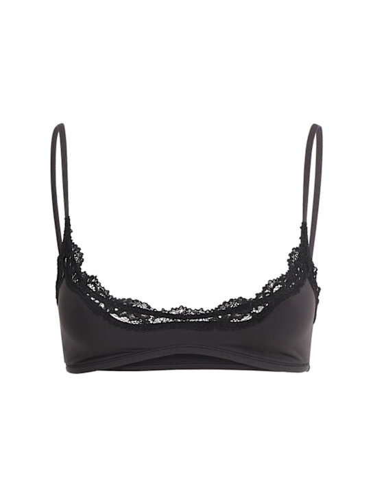 Skims: Fits everybody nylon bralette w/ lace - Onyx - women_0 | Luisa Via Roma
