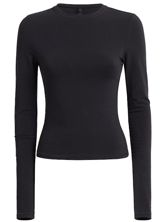 Skims: T-shirt en jersey de coton à manches longues - Onyx - women_0 | Luisa Via Roma