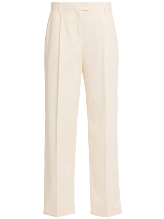 The Row: Neriah cotton & cashmere straight pants - White - women_0 | Luisa Via Roma