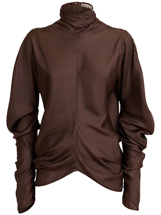 The Row: Miles silk draped blouse - women_0 | Luisa Via Roma