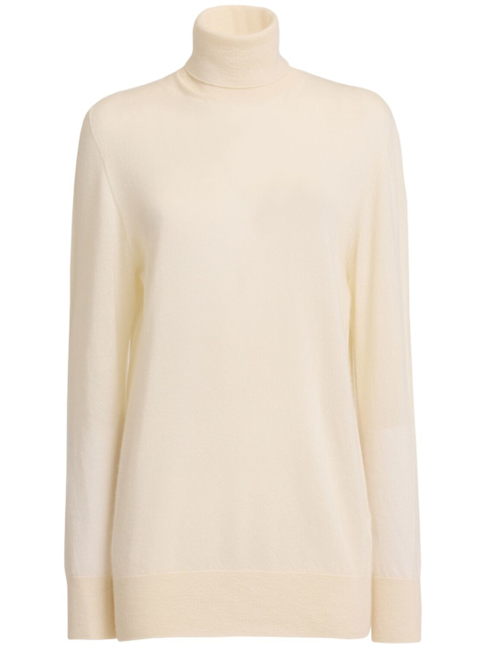 The Row: Lizzy knit turtleneck cashmere sweater - White - women_0 | Luisa Via Roma