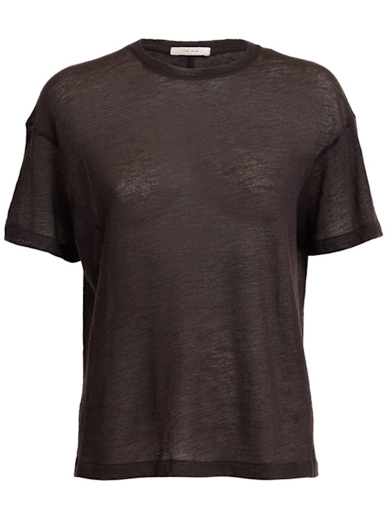 The Row: Top manches courtes en cachemire tricoté Lila - Marron Foncé - women_0 | Luisa Via Roma