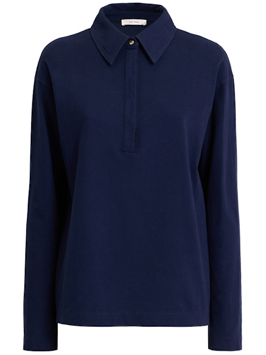 The Row: Roddie cotton shirt - Dark Blue - women_0 | Luisa Via Roma