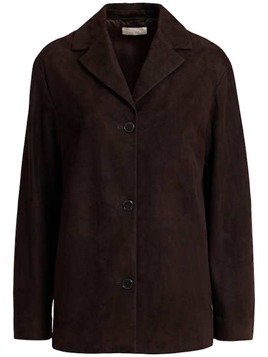 The Row: Fabian leather blazer - Dark Brown - women_0 | Luisa Via Roma