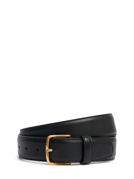The Row: Maxi Classic leather belt - Black Ang - women_0 | Luisa Via Roma