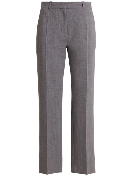 The Row: Relian stretch wool straight pants - Heather Grey - women_0 | Luisa Via Roma