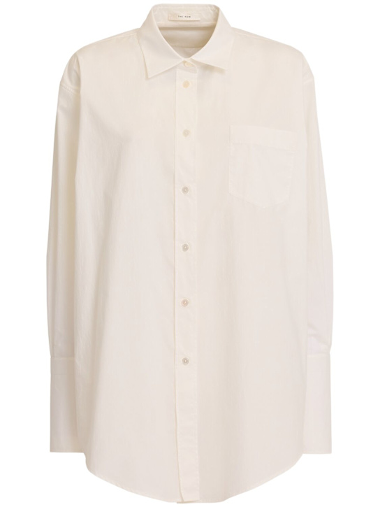 The Row: Ment cotton long shirt - White - women_0 | Luisa Via Roma