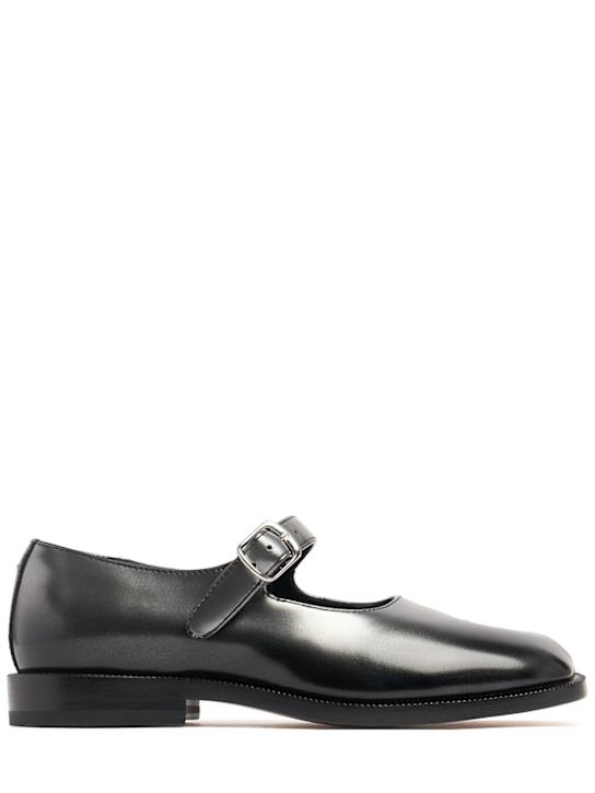 Maison Margiela: 20mm hohe Tabi-Lederballerinas - Silber/Schwarz - women_0 | Luisa Via Roma