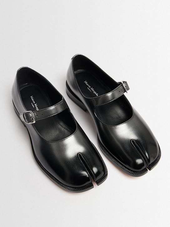 Maison Margiela: 20mm hohe Tabi-Lederballerinas - Silber/Schwarz - women_1 | Luisa Via Roma