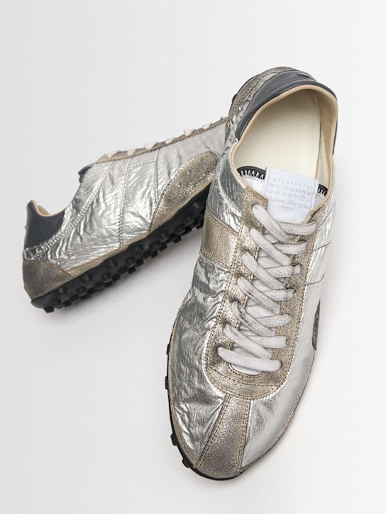 Maison Margiela: Sprinters nylon low top sneakers - Silver/White/Na - men_1 | Luisa Via Roma