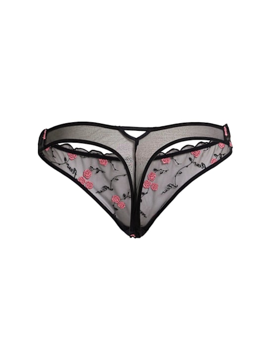 Fleur Du Mal: Rose and Vine embroidery thong - women_1 | Luisa Via Roma