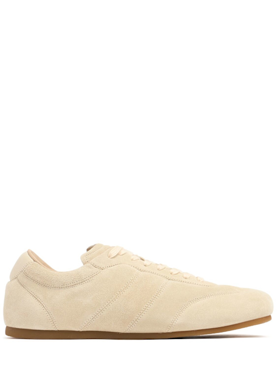 Lemaire: Soft leather lace-up sneakers - Light Clay - women_0 | Luisa Via Roma