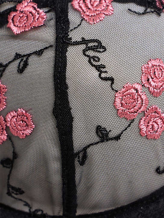 Fleur Du Mal: Reggiseno a balconcino ricamato Rose and Vine - Nero - women_1 | Luisa Via Roma